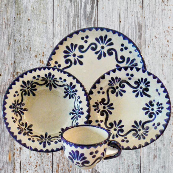Rustica Gift & Pottery Talavera Azul y Blanco collection of dinnerware, tableware, plates, bowls, appetizers plates mugs and serving ware and large platters